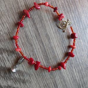 Wine- Red Beaded Wine Charm Bracelet